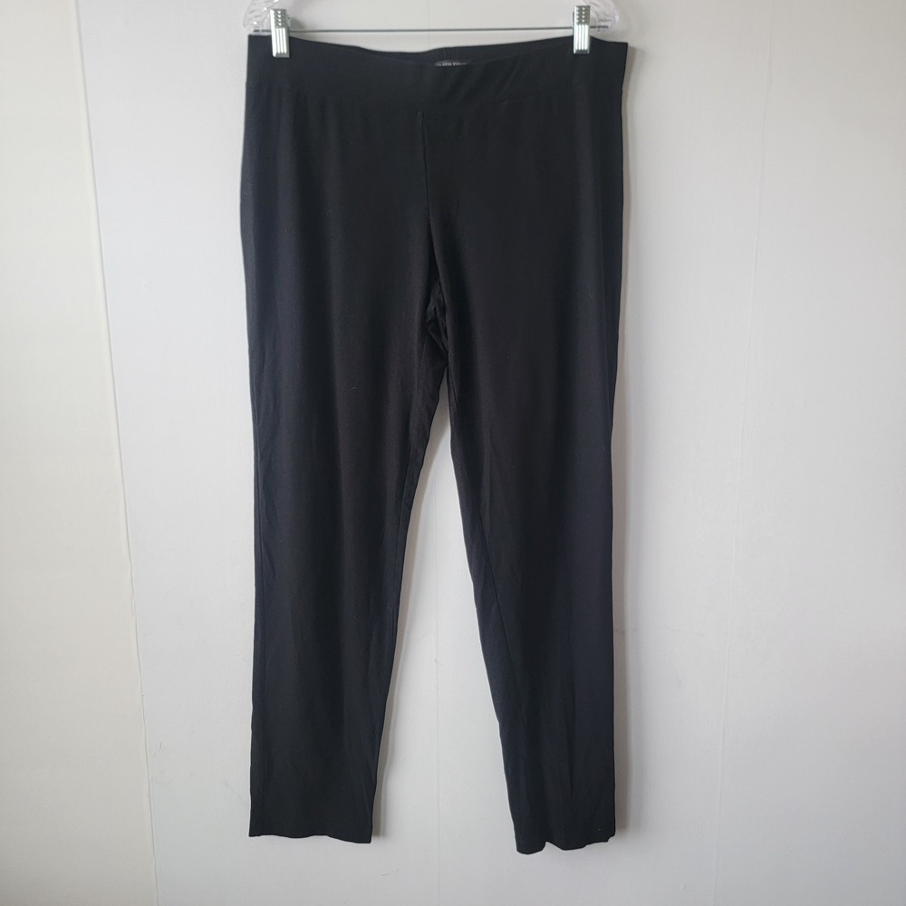 eileen fisher women's Stretch Jersey Knit elastic waist pants sz L Casual black